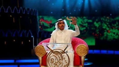 Kuwait's Nasser Al Ajami recites his poem during the final episode of the talent show Million's Poet in Abu Dhabi in 2010. Marwan Naamani / AFP