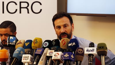 Fabrizio Carboni, ICRC regional director for the Middle East gives a news conference in Sanaa. EPA