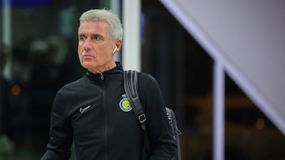 Al Nassr coach Luis Castro at Zayed International Airport. Reuters