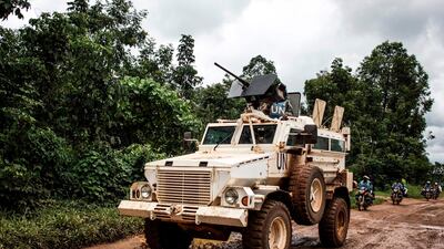 UN peacekeepers in the Democratic Republic of Congo patrol North Kivu province. AFP