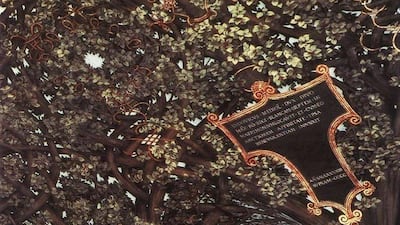 'Sala delle Asse' (1498). The painting covers the ceiling and upper walls of the Sala delle Asse. It is located in the Sforza Castle in Milan, Italy