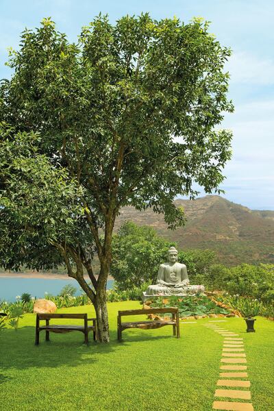 Atmantan Wellness Resort is built on a hillside overlooking Lake Mulshi on a seam of crystals. Courtesy Atmantan