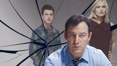 Dylan Minnette, left, as Rex Britten, Jason Isaacs as Michael and Laura Allen as Hannah. Jim Fiscus / NBC