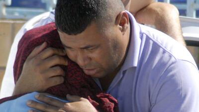 Relatives of a Tunisian soldier who was injured following an attack near Kasserine, at the foot of Mount Chaambi.AFP.