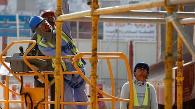 Foreign labourers working at the construction site of a building in Riyadh, Saudi Arabia. Faisal Al Nasser/Reuters