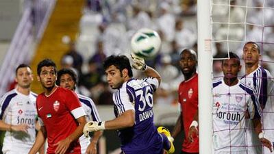 Dawoud Sulaiman, centre, is one of Al Ain's three goalkeepers. Mike Young / The National