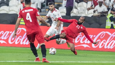 Yemen, in red, faced Iran in their first ever Asian Cup match at Mohammed bin Zayed Stadium in Abu Dhabi on Monday night.