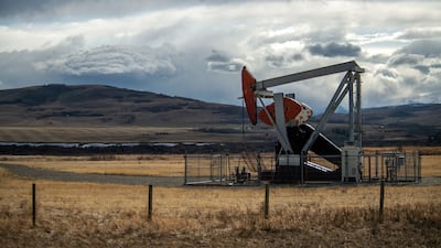 An oil pumpjack near Longview, Alberta, Canada. Oil prices were trading higher on Monday following comments from Saudi Arabia's energy minister on reducing production to deal with the current volatility in oil markets. Bloomberg