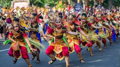 Dancers at the Bali Art Festival in Denpasar, Indonesia. EPA