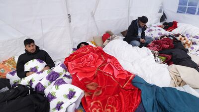 Yazidi men on hunger strike outside the Reichstag in Berlin in an effort to prevent their deportation to Iraq. Getty Images