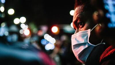 A man looks on during a Black Lives Matter protest in New York. EPA