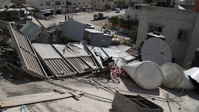 The home of Abdel Fatah Kharousha, who was killed in an Israeli raid in Jenin in March, is destroyed in Askar refugee camp in Nablus, the occupied West Bank. AP