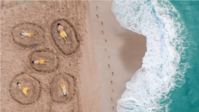 Socially distanced beachgoers in Fujairah, UAE, just after the public was allowed on the beaches again following months of closure. Photo by Ahmed Alshehhi
