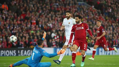 9) Salah's ninth goal of the Champions League campaign in the 5-2 defeat of Roma in the semi-final. Getty