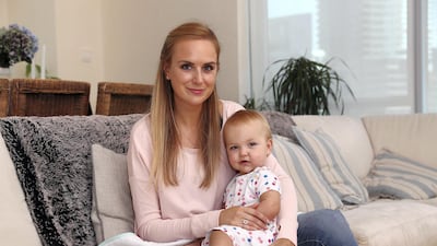 Tamsin Foster with her daughter Layla Foster in Dubai Marina in Dubai. Pawan Singh / The National