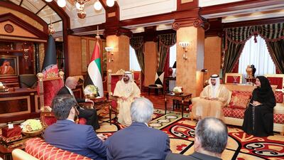 Sheikh Mohammed bin Rashid receives Mr Ghani at Zabeel Palace.