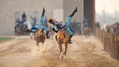 The crowd was entertained by a horse riding show, as well as other Emirati traditions