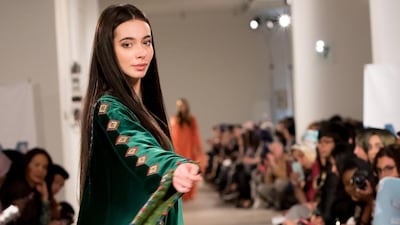 A model showcases a Saudi Arabian designer at London Modest Fashion Week. "Modest wear" has become big business, with designers such as Dolce & Gabbana seeking a slice of the market. (Photo: Nimz Chana)