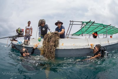 Over 300 kilograms of ghost nets were retrieved by the team of divers cleaning up the ocean in Myanma'rs Mergui Archipelago.