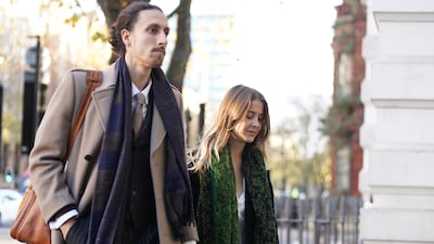 Climate protesters Hannah Hunt and Eden Lazarus arrive at Westminster Magistrates' Court in central London. PA