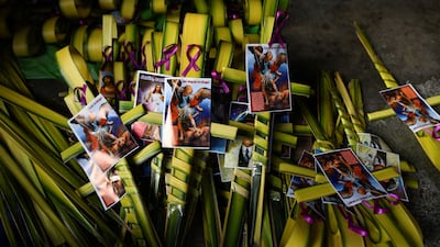 Palm leaf crosses stacked outside the Santa Teresa Basilica in Caracas, Venezuela. Reuters