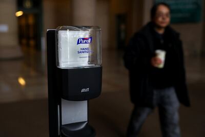 A Purell hand sanitiser station inside the Massachusetts Institute of Technology. AFP