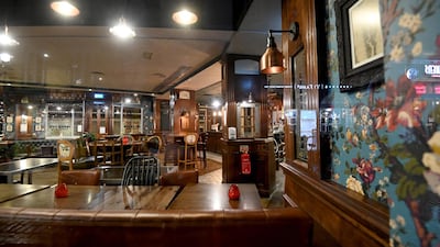 An empty pub after the British Prime Minister, Boris Johnson announced the latest restrictions. EPA