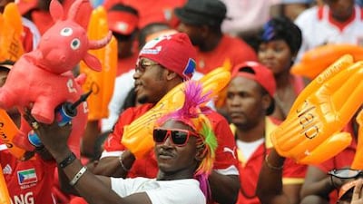 Supporters of Equatorial Guinea cheer their team on in Bata during the African Cup of Nations.