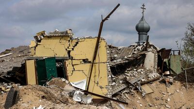 A destroyed house in the village of Yatskivka, in eastern Ukraine. AFP