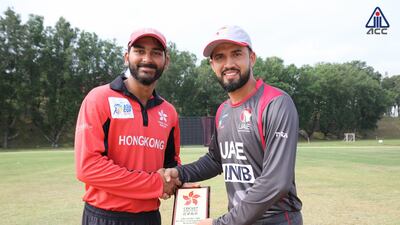 Hong Kong, in red, will face the UAE in Thursday's Asia Cup Qualifier in Malaysia. Courtesy ACC