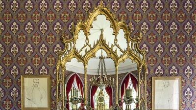 Luggala takes its architectural cues from the Gothic style, and is full of miniature battlement parapets, ornamental trefoil and quatrefoil windows, and S-shaped ogee mantelpieces. Courtesy Top Ten Real Estate Deals