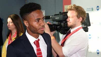 Liverpool's Raheem Sterling attends the Liverpool club awards ceremony on Tuesday night. Paul Ellis / AFP / May 19, 2015