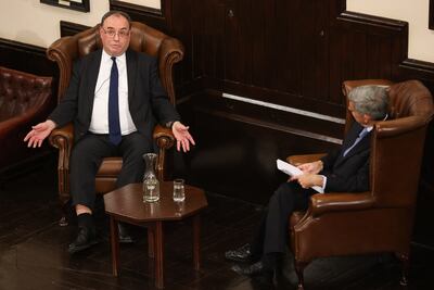 Andrew Bailey talks to Mohamed El-Erian at the Cambridge Union. Bloomberg
