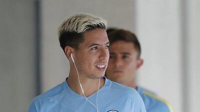 Samir Nasri of Manchester City attends the pre-game training ahead of the 2016 International Champions Cup match between Manchester City and Manchester United at Olympic Sports Center Stadium on July 24, 2016 in Beijing, China. Lintao Zhang / Getty Images