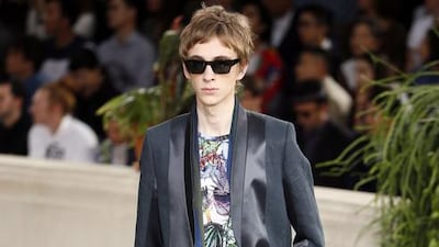 Paul Smith said he was inspired by the opening day of the Venice Biennale, the famed Italian cultural institution, where different artists and gallerists gather in a garden setting dressed smart-but-snazzily mixing traditional dress with “creative confidence”. AFP