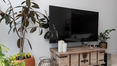 The television is one of the only newly bought items in the house