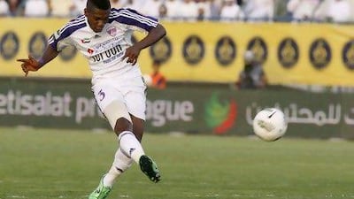 Al Ain’s Asamoah Gyan, centre, says he left Sunderland ‘in peace’ and says the team was good for his career.