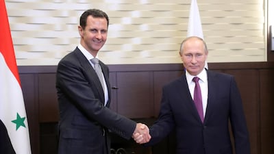 Russian president Vladimir Putin hosted Syrian leader Bashar Al Assad for talks in Sochi. Mikhail Klimentyev / EPA