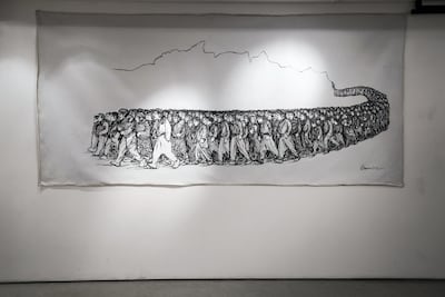 A work by artist Osman Ahmed as part of Road Through Kurdistan at the P21 Gallery in London. Rob Greig