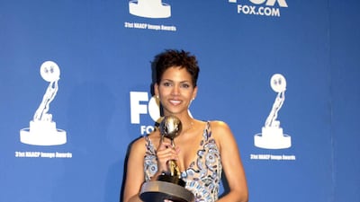 Halle Berry, in an embellished gown, attends the NAACP Image Awards on February 12, 2000 in Pasadena, California. Getty Images