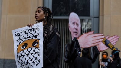 Protesters outside the federal court building in Oakland where the case against the Biden administration was brought. Reuters