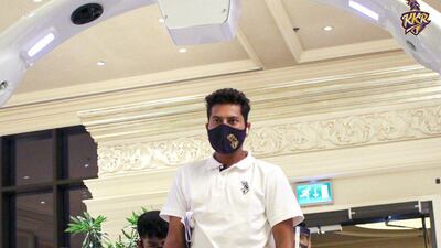 Kolkata Knight Riders wrist spinner Kuldeep Yadav at the team hotel in Abu Dhabi for IPL 2020. Courtesy Kolkata Knight Riders twitter / @KKRiders