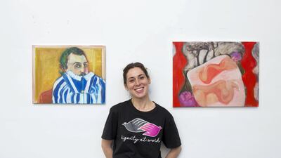 Artist Rosalind Nashashibi with her works. Rob Greig for The National