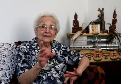 Lebanese Armenian Berjouhi Kasparian gestures during an interview at her Geitawi neighbourhood house, on September 16, 2020, which was renovated by Armenian NGO “AGBU” (Armenian General Benevolent Union) due to damages caused by a huge chemical explosion that destroyed parts of the capital Beirut. AFP