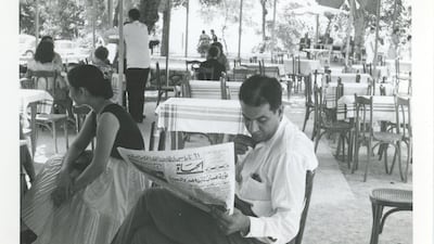 The couple relax in a restaurant in Lebanon in the early 1960s. Courtesy Omar Al Qattan