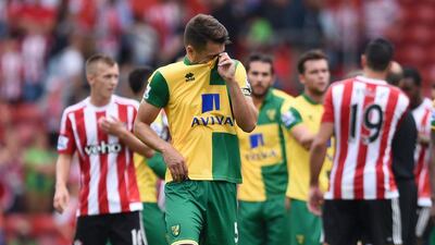 Norwich City's Russell Martin reacts after his team's loss to Southampton on Sunday at St Mary's Stadium. Tony O'Brien / Action Images / Reuters