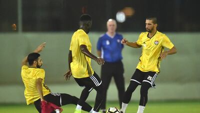 UAE training ahead of this week's WC qualifier against Indonesia.