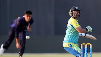 Defenders' Noor-ul-Haq Malekzai is hit in the back in the game between Auckland Aces and the Boost Defenders.