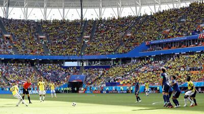 Match 15: Juan Quintero for Colombia against Japan. Reuters