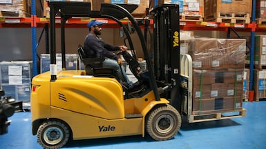 The medical supplies were loaded on to lorries. Photo: Dubai Media Office